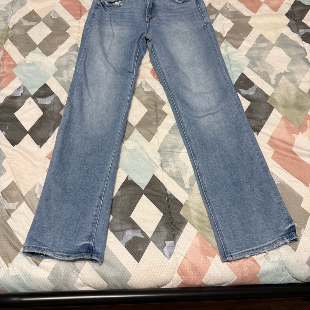 Classic Blue Flare Wide Leg Jeans with Stretch